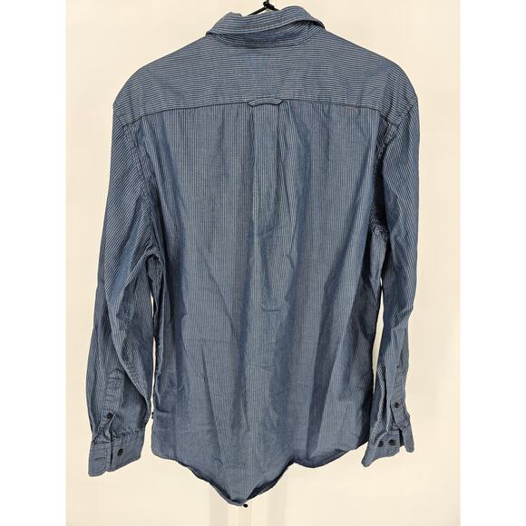 Nautica Mens M Long sleeve Button Up Classic Fit Dress Shirt Slate Blue Striped - Picture 5 of 5